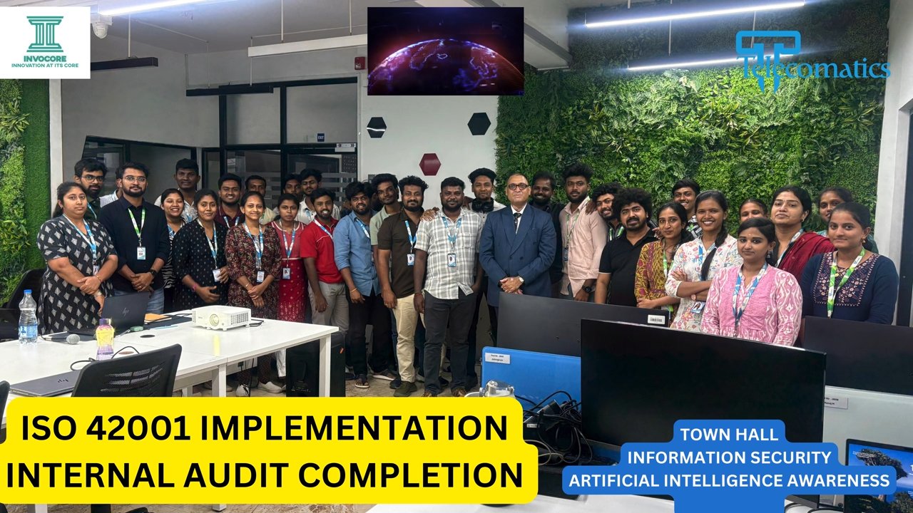 Telecomatics team marking ISO/IEC 42001 implementation and internal audit completion